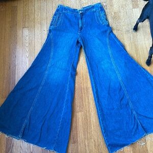 Free People- We The Free Chase The Sun Extreme Wide-Leg Jeans.